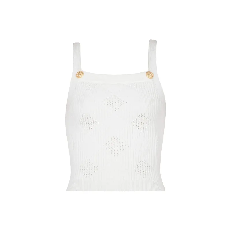 BALMAIN Vichy gingham Knit Tank Top-0
