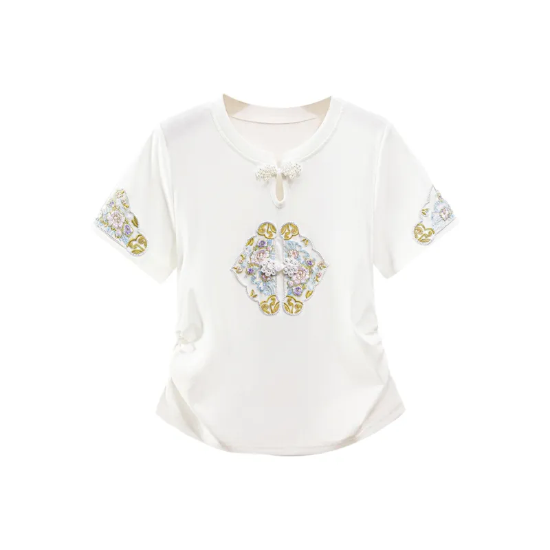 TOUCH Set in Sleeve T Shirt Women's White-0