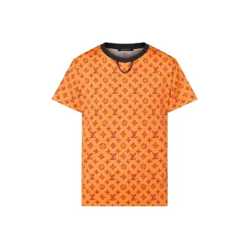 LOUIS VUITTON Logo Embossed Crew Neck Straight Fit Short Sleeved T Shirt T Shirt Women's Orange