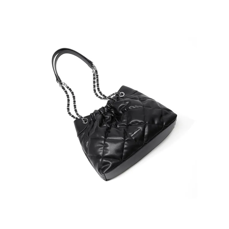 CinvaiKrose Synthetic Leather Shoulder Bag, Tote Bag, Shopping Bag Large Size Women's Black/White-4