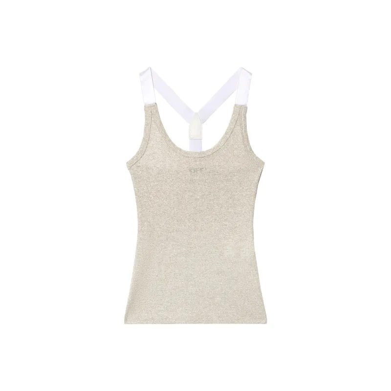 OFF WHITE Logo Embroidered Ribbed Tank Top-0