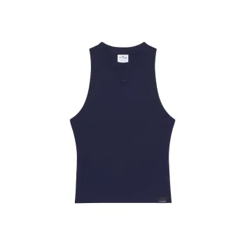COURREGES Contrast Bumpy Tank Top 'Ocean Blue/Black'