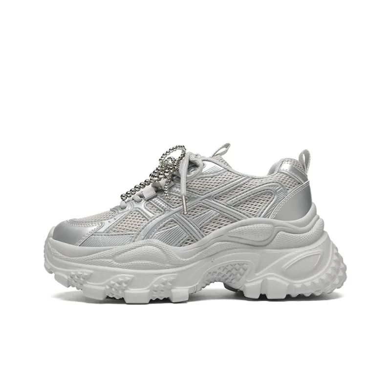 ZHR Whale Shoes Cushioning, Abrasion Resistant, Breathable, Lightweight Coverage Low Top Chunky Sneakers Women's Silver-0