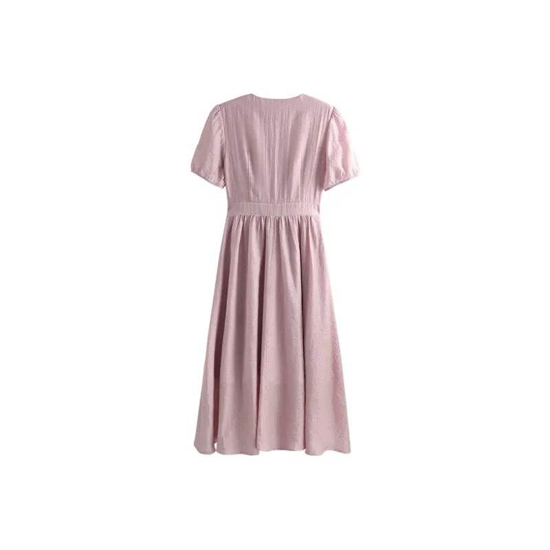She Enjoys Short Sleeved Dress Women's Taro Purple-1