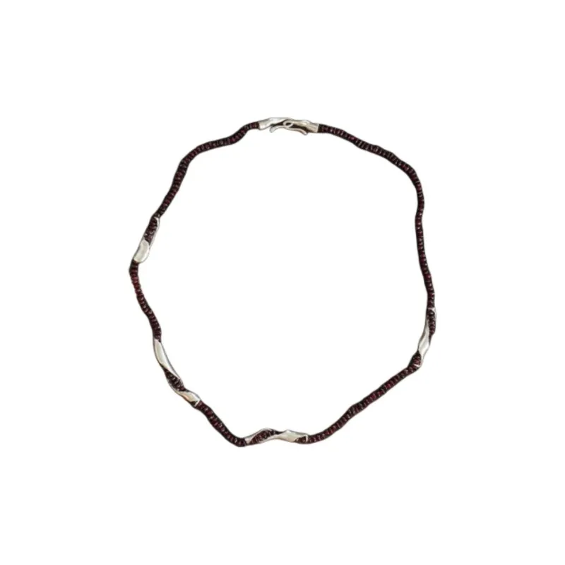 FOUNDRY BOUNDARY 925 Sterling Silver White Gold Plated Necklaces Unisex Red-0