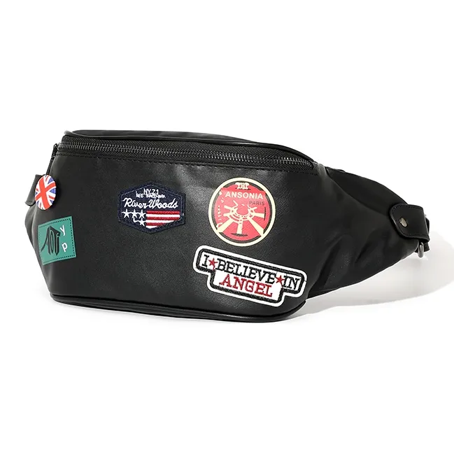 MASTER CANVAS Leather Sling Bag Unisex Black-1