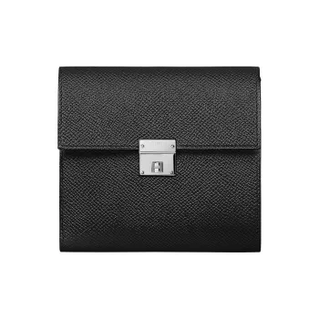 HERMES Clic Epsom Calfskin Wallet Women's Noir Black