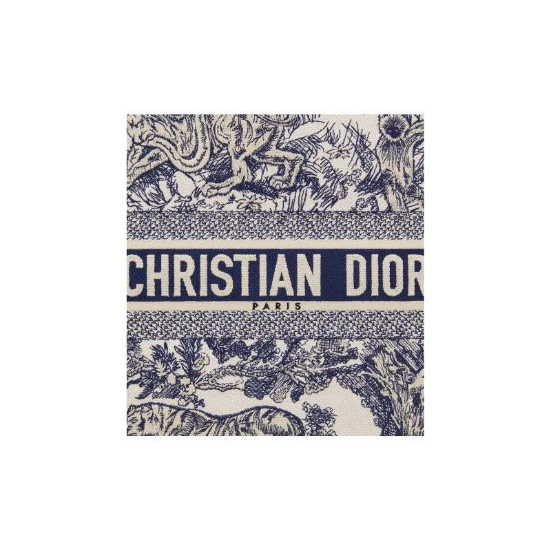 DIOR BookTote Cotton Tote Bag, Shopping Bag, Handbag Tubas Women's Beige & Blue-5