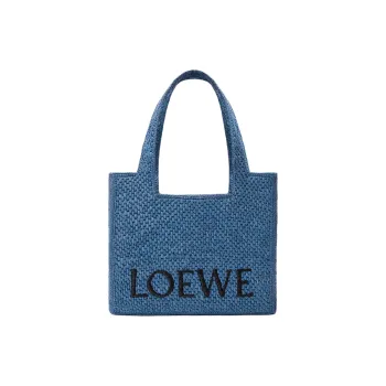 LOEWE Raffia Tote Bag, Shopping Bag, Shoulder Bag Medium Size Women's Light Blue