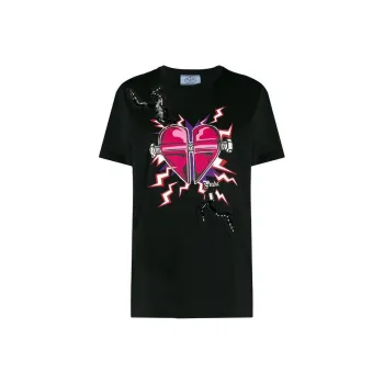 PRADA T Shirt Women's Black, Red & Multicolor