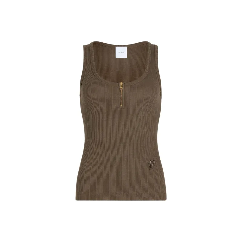 Patou Scoop neck Ribbed Tank Top-0