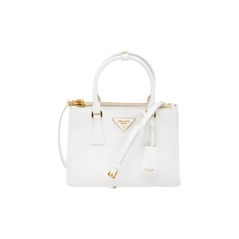 PRADA Leather Shopping Bag Handbag Mini Unisex White-3
