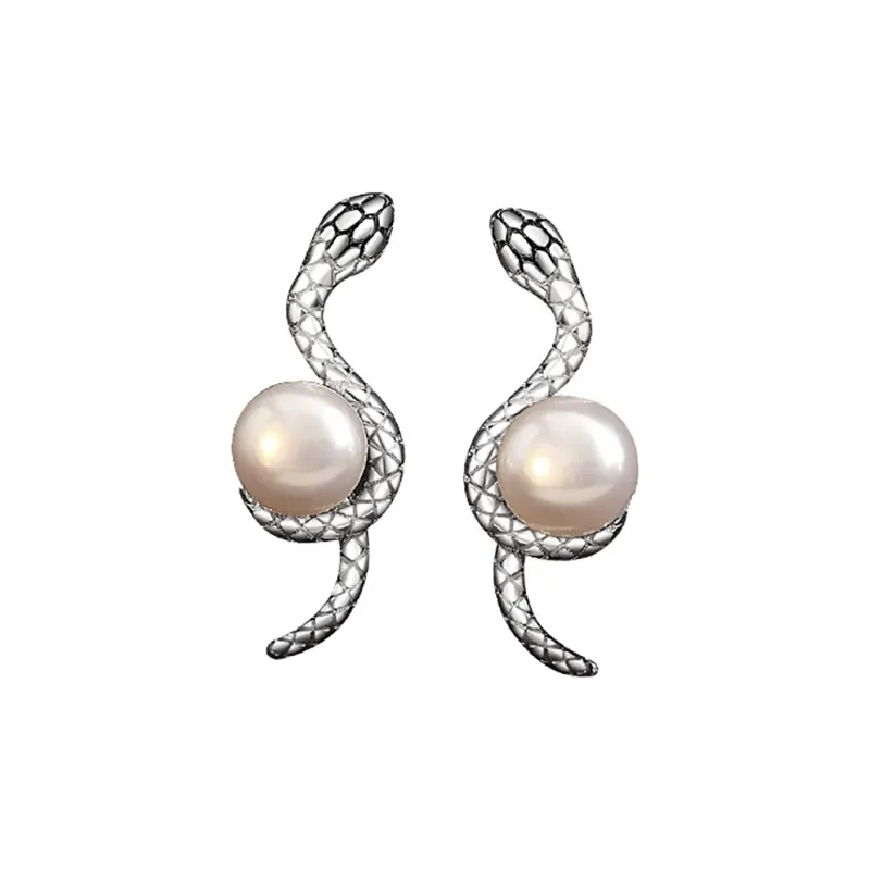 LAOMIAO Pearl S925 Silver Stud Earrings Women's-0