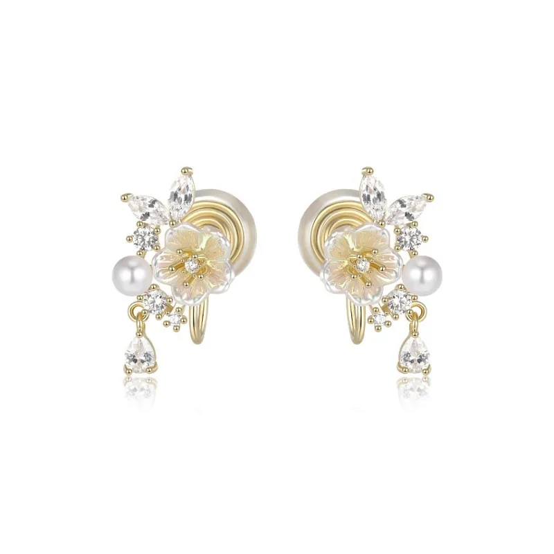 Daisy Dream Zircon Clip On Earrings Women's-0