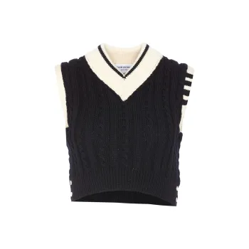 THOM BROWNE Cropped Sleeveless Jumper