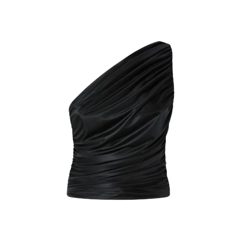 PINKO One Shoulder Tulle Top-0