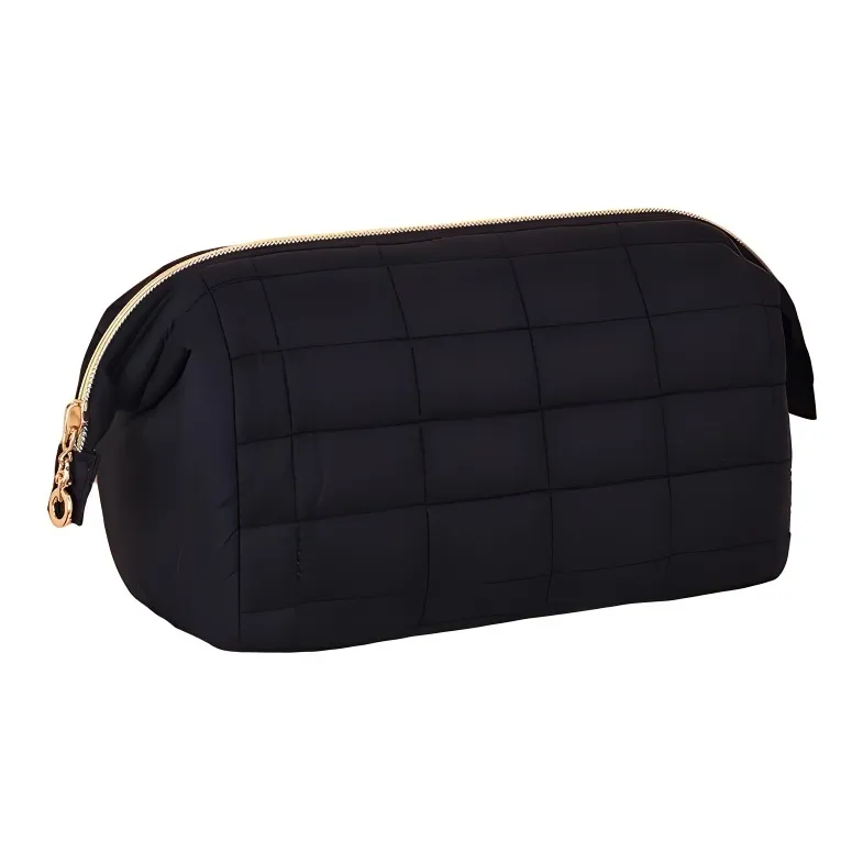 LETOO Quilted Cotton Makeup Bag Women's Milk White/Cherry Blossom Pink/Classic Black-2