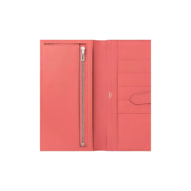 HERMES Bearn Mysore Goat Skin Wallet Women's Red-3