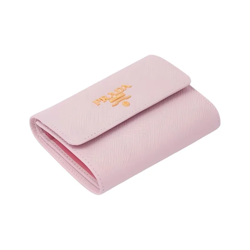 PRADA Saffiano Leather Wallet Women's Pink-3