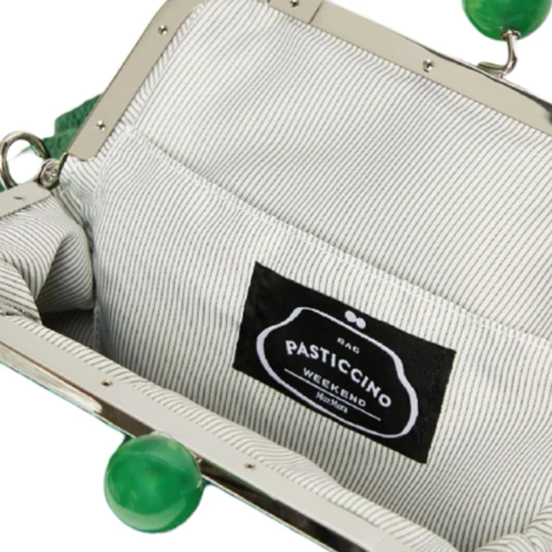 WEEKEND MaxMara Pasticcino Cotton Clutch Medium Size Women's Green-3