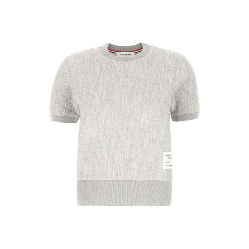 THOM BROWNE Bouclé Logo patch T shirt-0