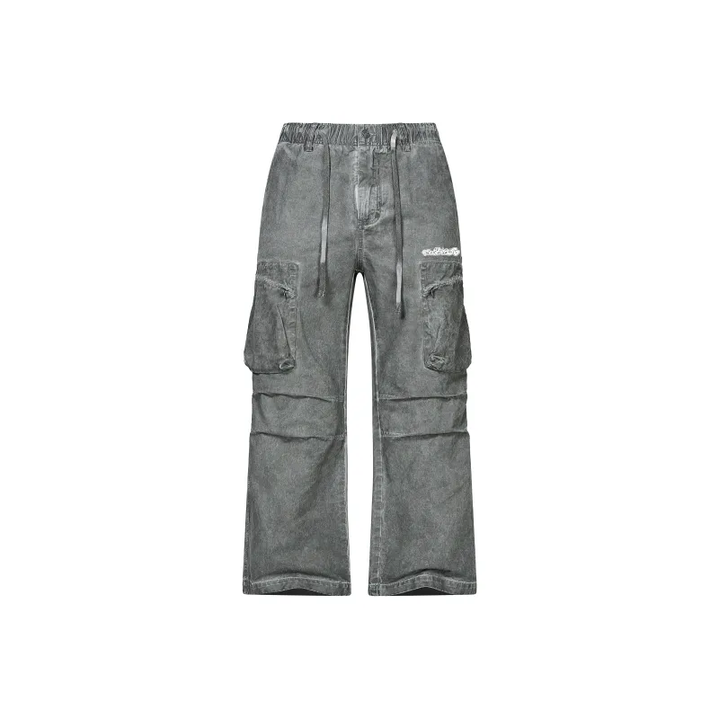 BOS BEAR Casual Pants Unisex Washed Gray-0