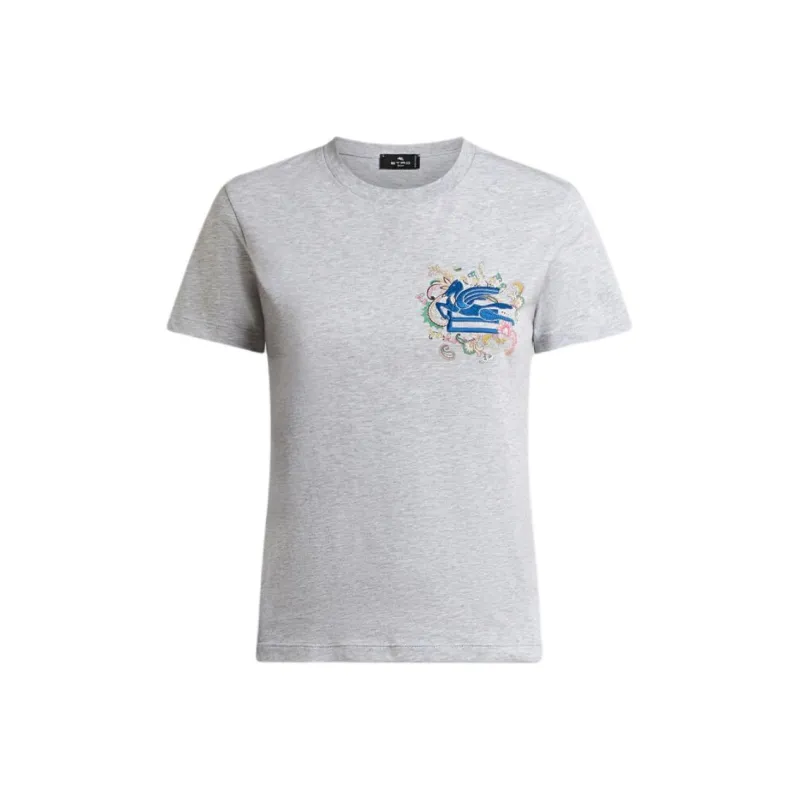 ETRO Pegaso Embroidered Crewneck T Shirt-0