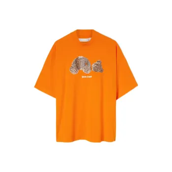 PALM ANGELS Women'ss Leopard Bear Loose T Shirt Orange/Brown