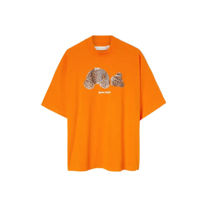 PALM ANGELS Women'ss Leopard Bear Loose T Shirt Orange/Brown-0