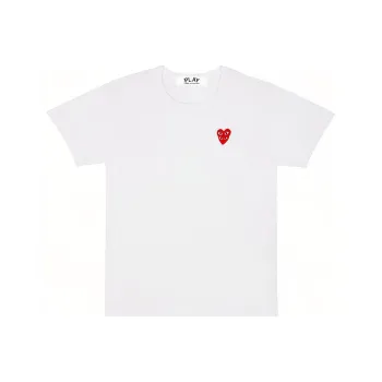Comme Des Garcons Play Women's Double Red Heart T shirt White