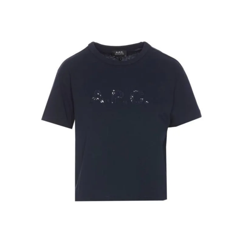 A.P.C Logo Embroidered Crewneck T Shirt-0