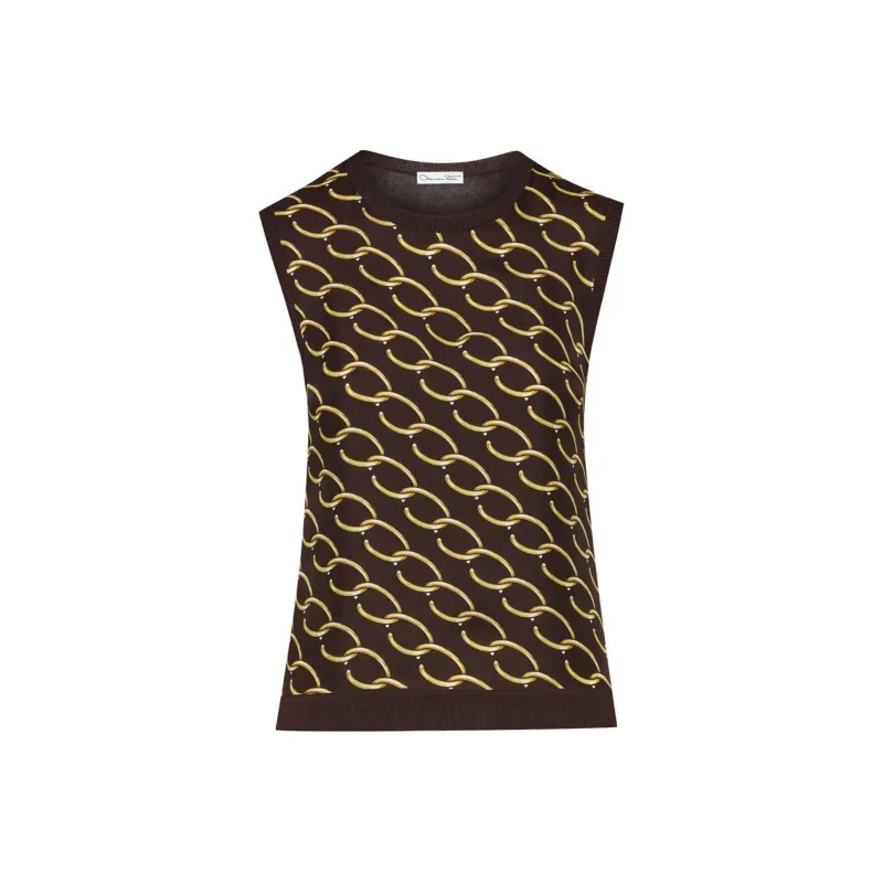 Oscar De La Renta Oscar Chain-link Inset Tank Top-0