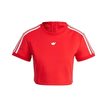 Adidas Originals Blue Version Logo Patch Cropped T Shirt