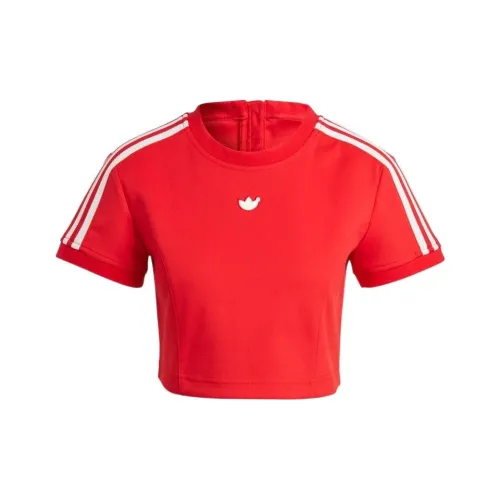 Adidas Originals Blue Version Logo Patch Cropped T-Shirt