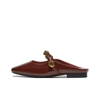 BASTO Leather Patchwork Closed Toe Slippers Women's