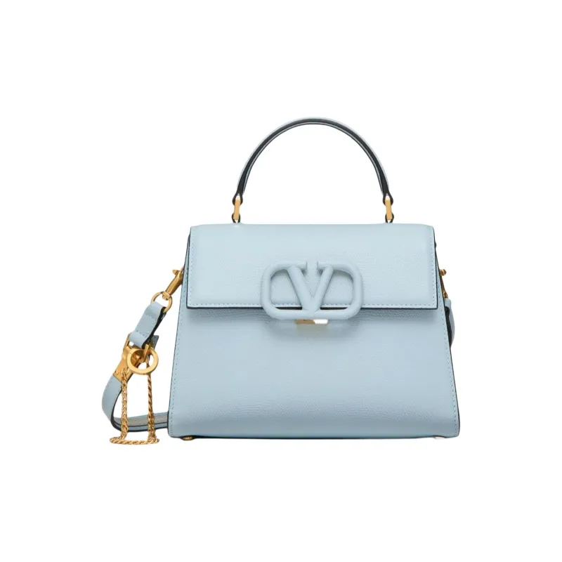 Valentino VSLING Grain Calfskin Shoulder Bag, Crossbody Bag, Handbag Trumpets Women's Blue-0