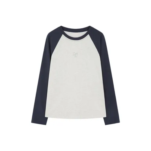 Mo Han Yi Mei T Shirt Women's Beige & Navy Blue