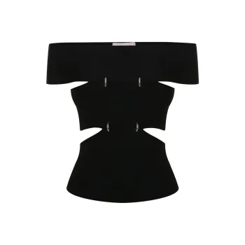 Alexander McQueen Cut Out Off Shoulder Stretch Top