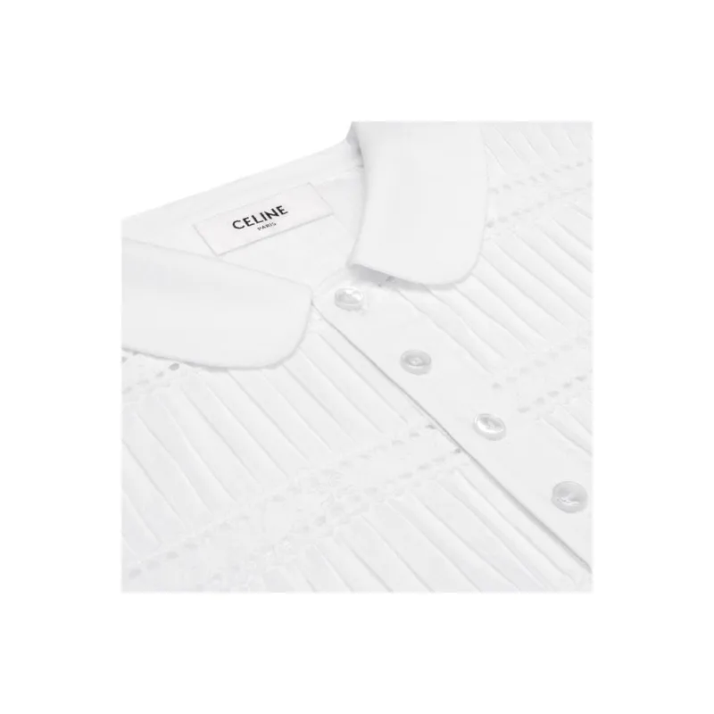 CELINE Short Sleeved Dress Women's White-2