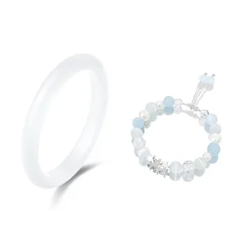 JOYDINNY Glass Cat Eye Jade Bangles Women's