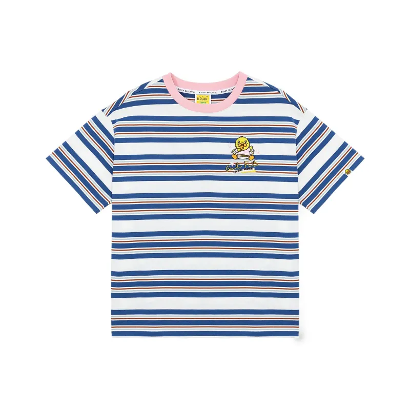B.Duck T Shirt Women's Blue White Pink Stripes-0