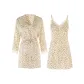 Beige Yellow Nightgown+Sleep Robe