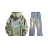 Clothing Sets (Moss Green Top+Vintage Blue Jeans)
