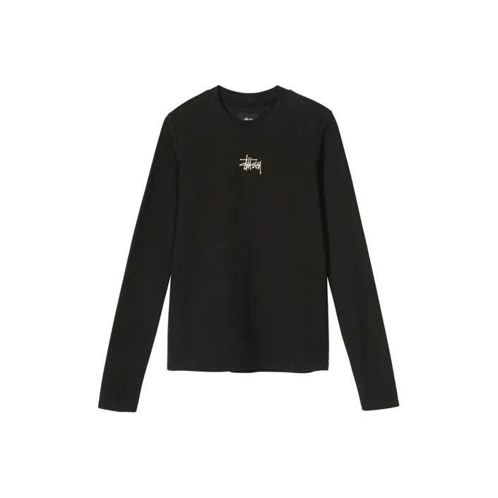 Stussy Baby Rib Long Sleeve Tee 'Black'-3