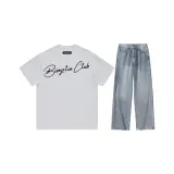 Clothing Sets[White Heather Gray Short-Sleeved+Blue Jeans]