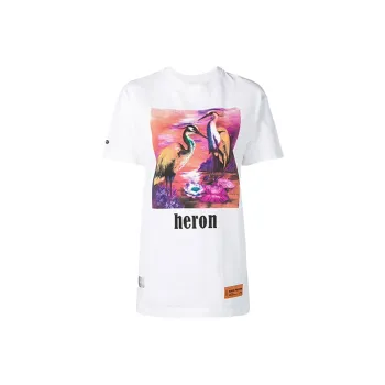 HERON PRESTON Women's Heron Print T Shirt White/Fuschia/Multi