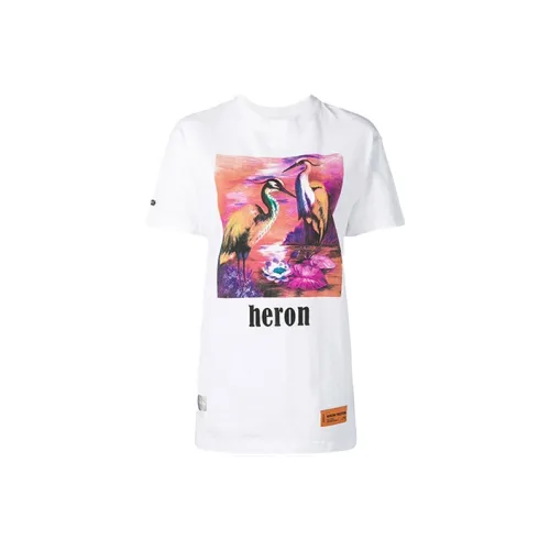 HERON PRESTON Women's Heron Print T Shirt White/Fuschia/Multi