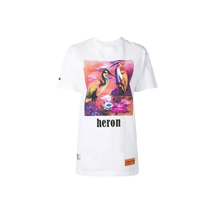 HERON PRESTON Women's Heron Print T Shirt White/Fuschia/Multi-0