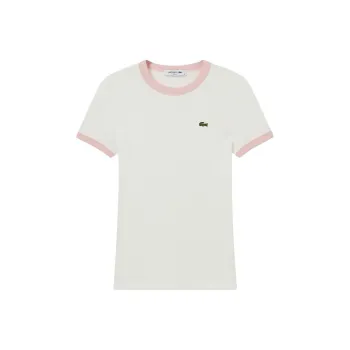 LACOSTE Regular T Shirt Women's White/Pink