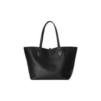GUCCI Totissima Grain Leather With GG Canvas Shoulder Bag Medium Size Women's Black